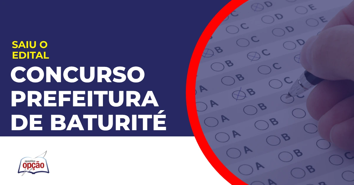 Imagem com fundo azul divulgando o Concurso Prefeitura de Baturité