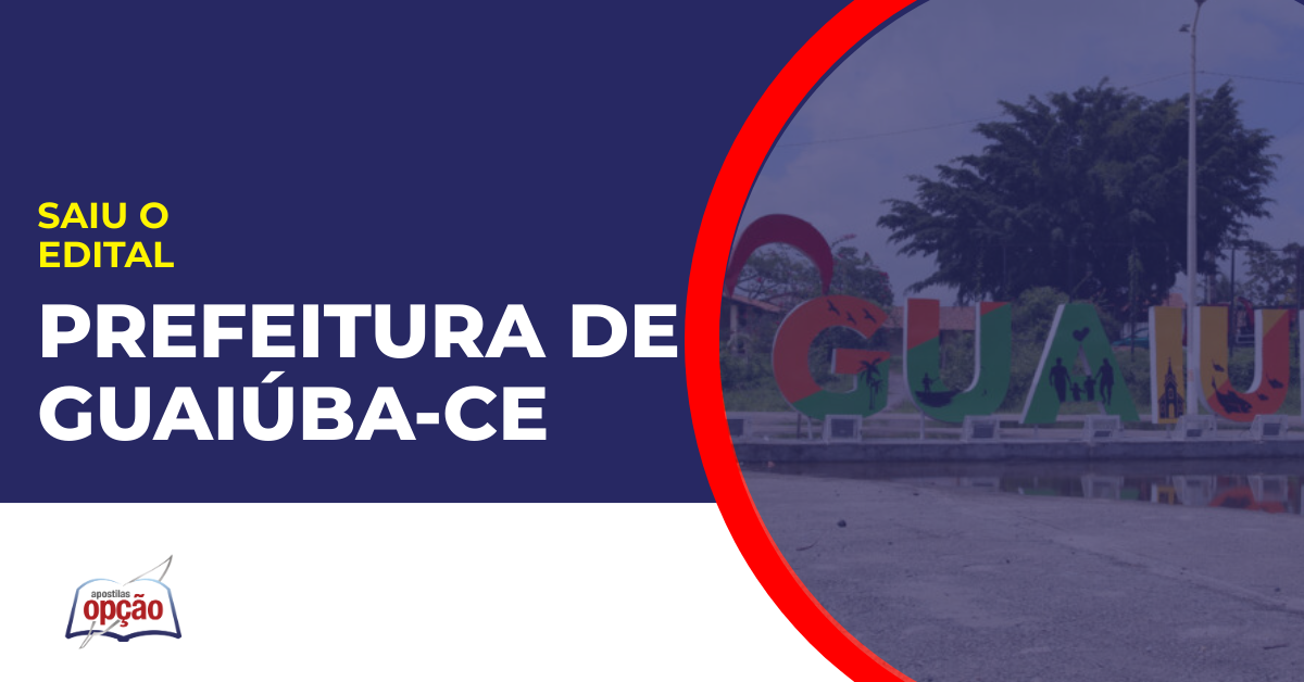 imagem com fundo azul divulgando o concurso Prefeitura de Guaiúba