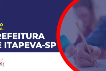 Imagem com fundo azul divulgando o Concurso Prefeitura de Itapeva SP