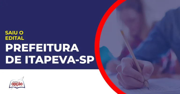 Imagem com fundo azul divulgando o Concurso Prefeitura de Itapeva SP