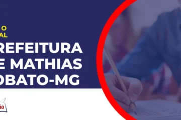 Imagem com fundo azul divulgando o Concurso Prefeitura de Mathias Lobato MG