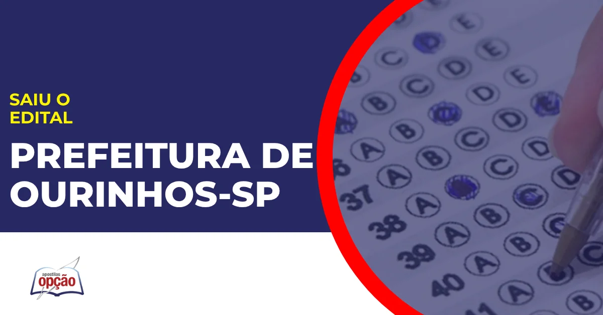 Imagem com fundo azul divulgando o Concurso Prefeitura de Ourinhos SP