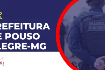 Imagem com fundo azul divulgando o Concurso Prefeitura de Pouso Alegre MG