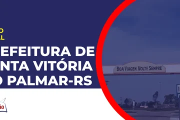 Imagem com fundo azul divulgando o Concurso Prefeitura de Santa Vitória do Palmar RS
