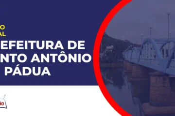 Imagem com fundo azul divulgando o Concurso Prefeitura de Santo Antônio de Pádua