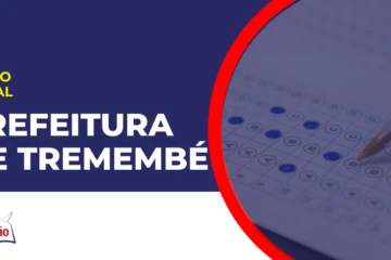 Imagem com fundo azul divulgando o Concurso Prefeitura de Tremembé