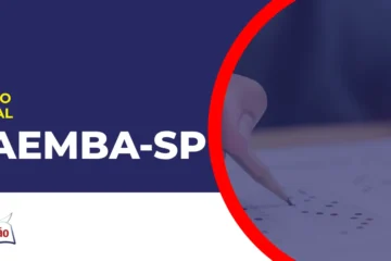 Imagem com fundo azul divulgando o Concurso SAEMBA Bariri SP