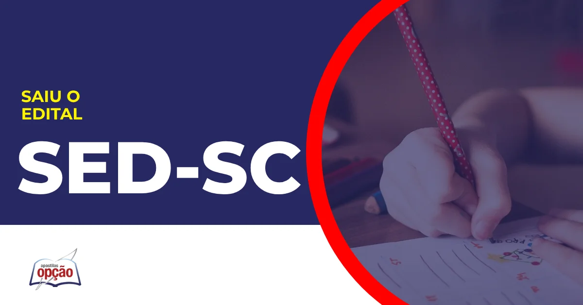 imagem com fundo azul divulgando o Concurso SED SC