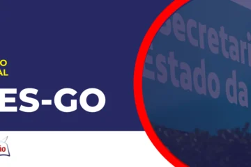 Imagem com fundo azul divulgando o Concurso SES GO