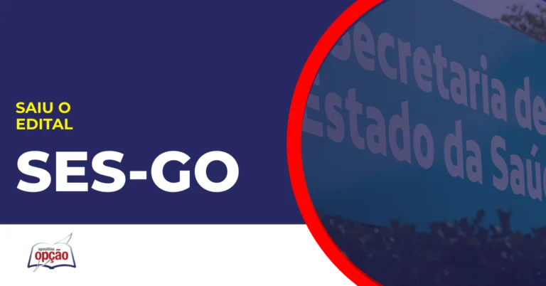 Imagem com fundo azul divulgando o Concurso SES GO