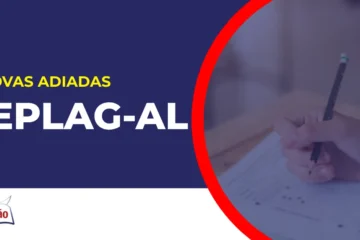 Imagem com fundo azul divulgando o Concurso Seplag AL