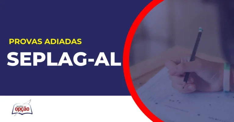 Imagem com fundo azul divulgando o Concurso Seplag AL