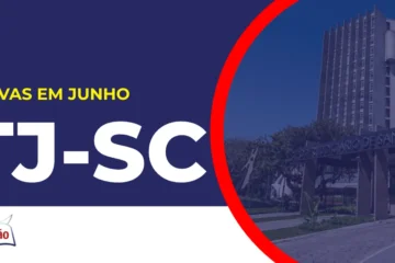 Imagem com fundo azul divulgando o Concurso TJ SC