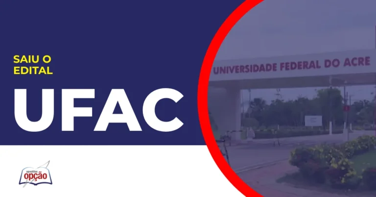 Imagem com fundo azul divulgando o Concurso UFAC 2026