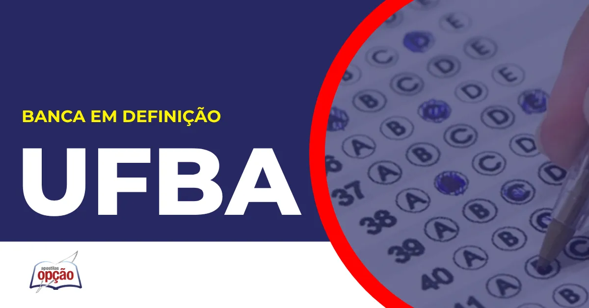 Imagem com fundo azul divulgando o Concurso UFBA