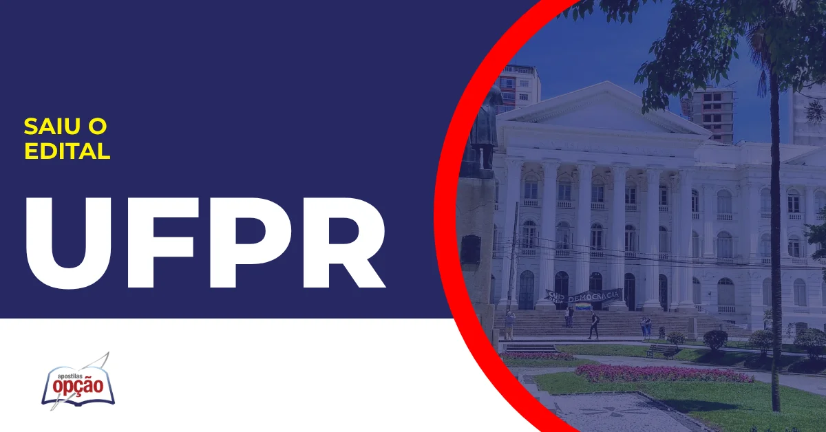 Imagem com fundo azul divulgando o Concurso UFPR