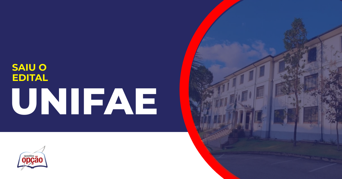 Imagem com fundo azul divulgando o Concurso Unifae