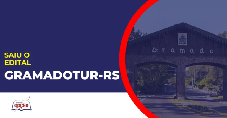 Imagem com fundo azul divulgando o concurso gramadotur gramado rs