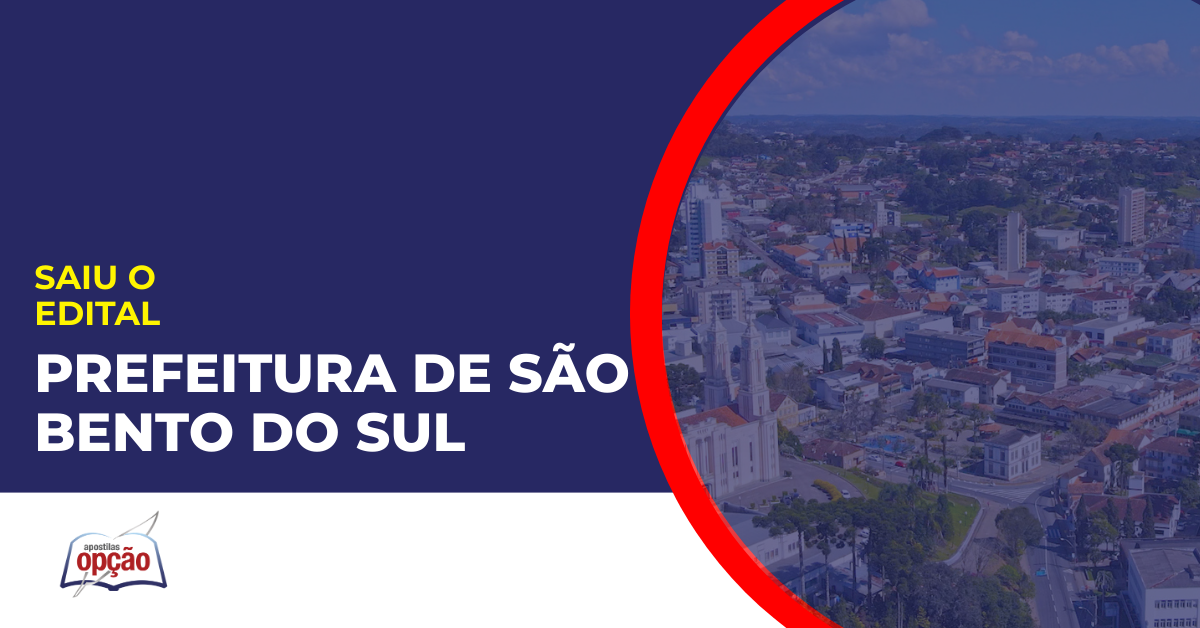 imagem com fundo azul divulgando o concurso Prefeitura de São Bento do Sul