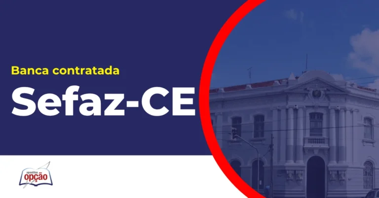 Imagem com fundo azul divulgando o Concurso Sefaz CE