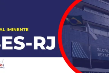 Imagem com fundo azul divulgando o Concurso SES RJ