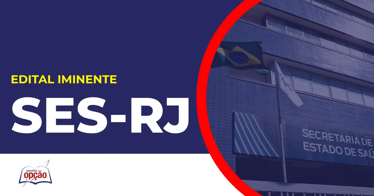 Imagem com fundo azul divulgando o Concurso SES RJ