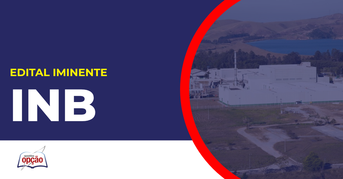Imagem com fundo azul divulgando o Concurso INB