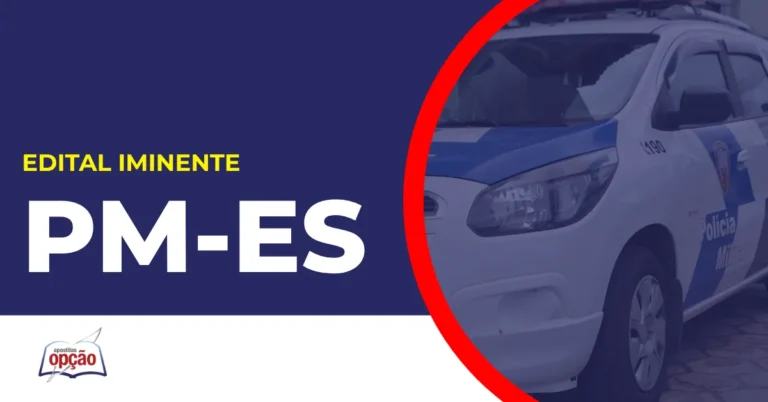 imagem com fundo azul divulgando o Concurso PM ES 2026