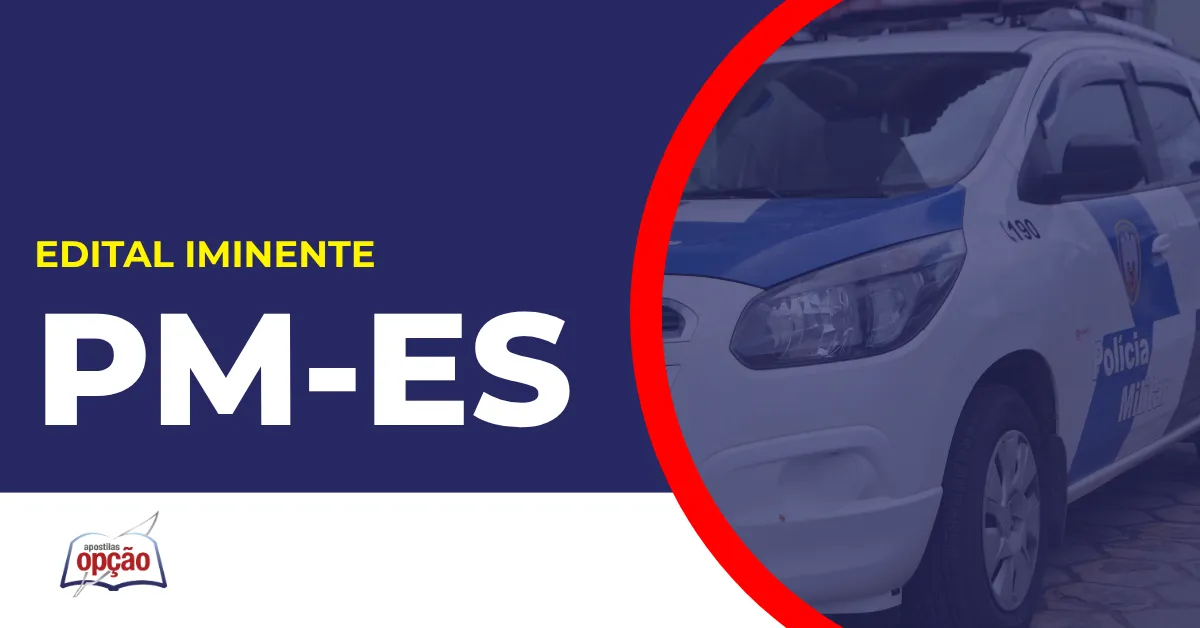 imagem com fundo azul divulgando o Concurso PM ES 2026