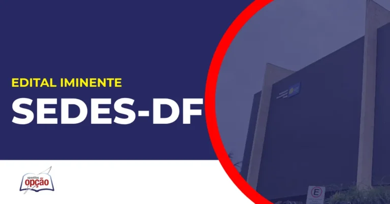 imagem com fundo azul divulgando o Concurso SEDES DF 2026