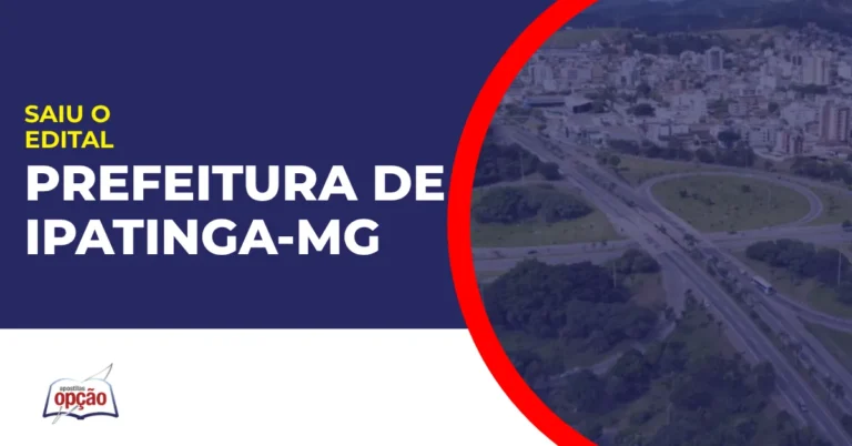 Imagem com fundo azul divulgando o Concurso Prefeitura de Ipatinga MG