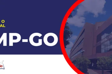 Imagem com fundo azul divulgando o Concurso MP GO 2026