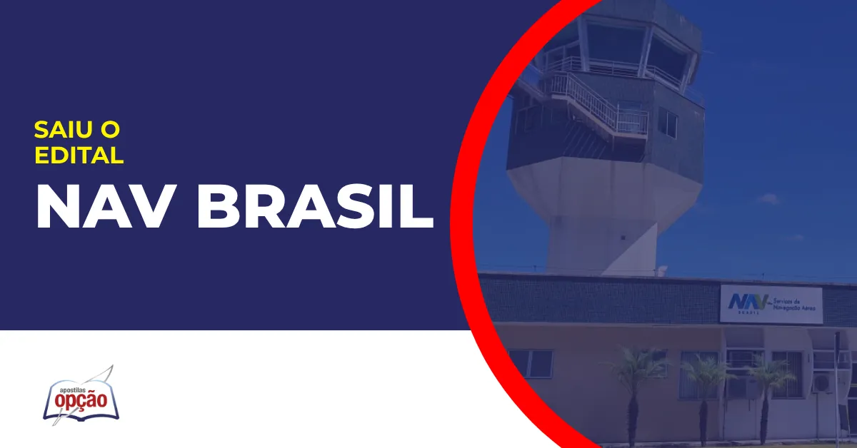 Imagem com fundo azul divulgando o Concurso NAV Brasil
