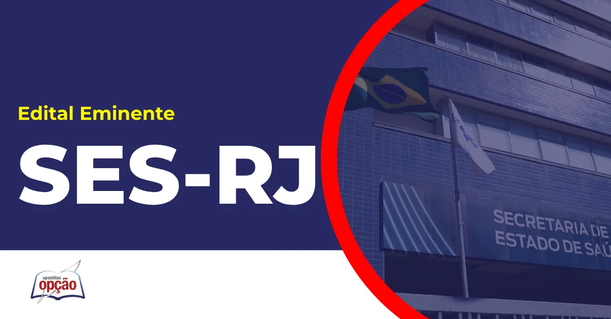 Imagem com fundo azul divulgando o Concurso SES RJ