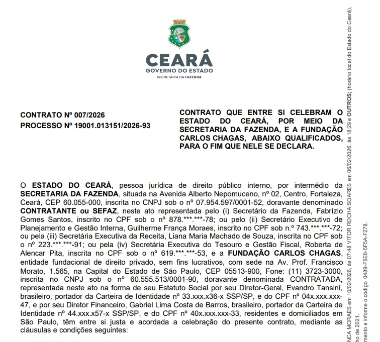 Contrato Concurso Sefaz CE