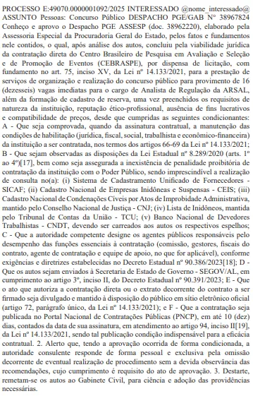 Concurso Arsal - Diário Oficial do Estado