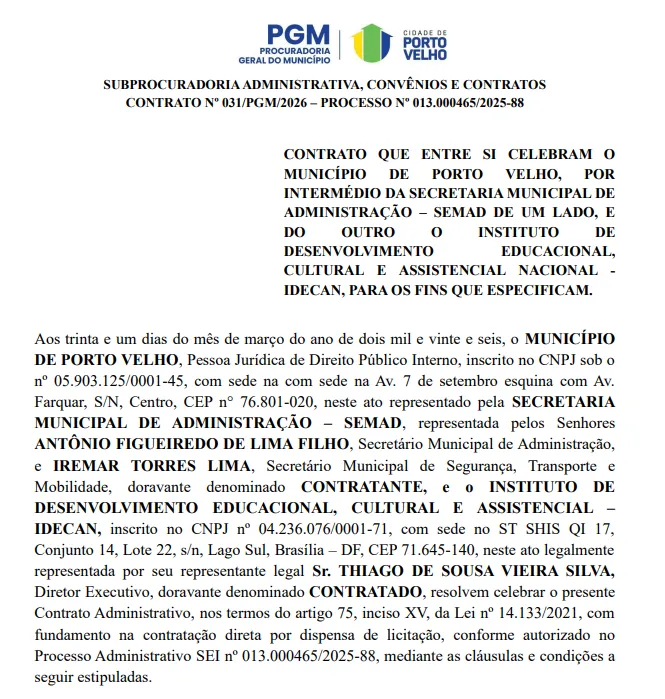 Contrato-Concurso GCM Porto Velho RO