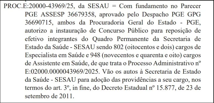 Edital aprovado - concurso da Sesau AL