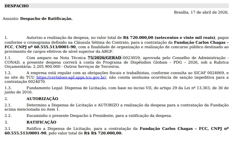Despacho no Portal Nacional de Contratações Públicas