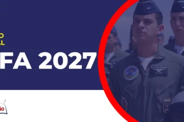 Imagem com fundo azul divulgando o Concurso Aeronáutica AFA