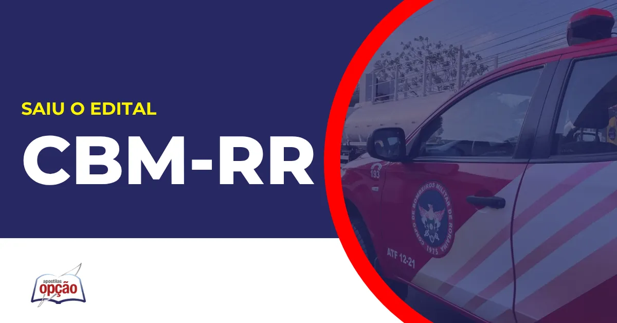 Imagem com fundo azul divulgando o Concurso Bombeiros RR