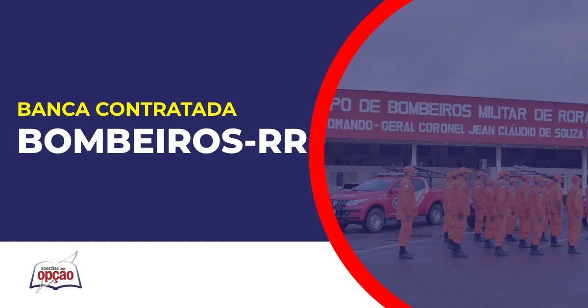 Imagem com fundo azul divulgando o Concurso Bombeiros RR