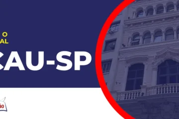 Imagem com fundo azul divulgando o Concurso CAU SP