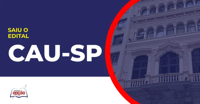 Imagem com fundo azul divulgando o Concurso CAU SP