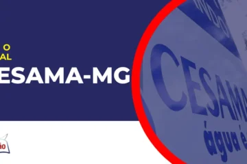 Imagem com fundo azul divulgando o Concurso CESAMA MG
