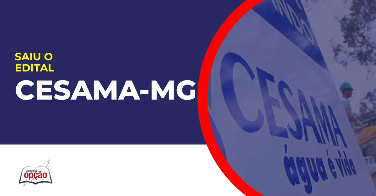 Imagem com fundo azul divulgando o Concurso CESAMA MG