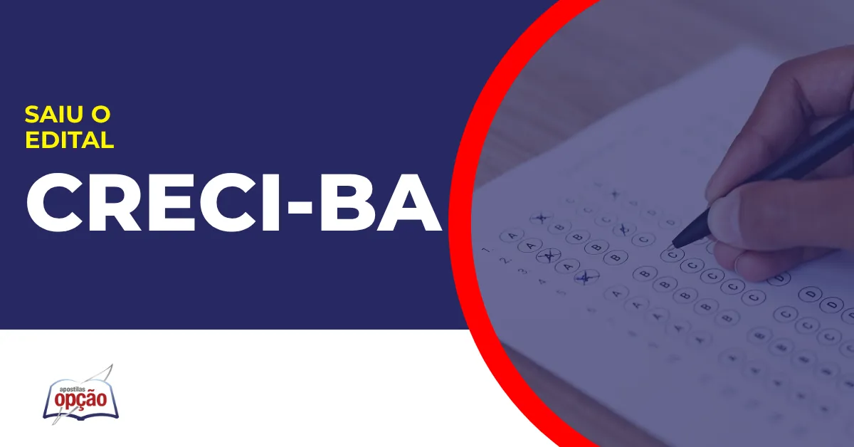 Imagem com fundo divulgando o Concurso CRECI BA