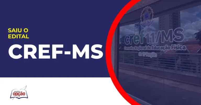 Imagem com fundo azul divulgando o Concurso CREF MS