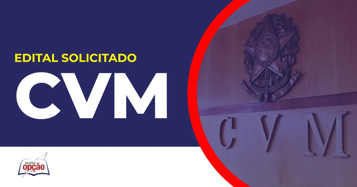 Imagem com fundo azul divulgando o Concurso CVM
