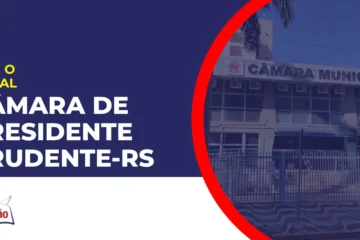 Imagem com fundo azul divulgando o Concurso Câmara de Presidente Prudente